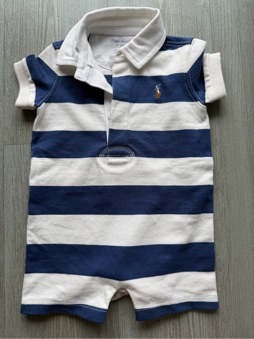 Ralph Lauren Navy & White Striped Polo Romper